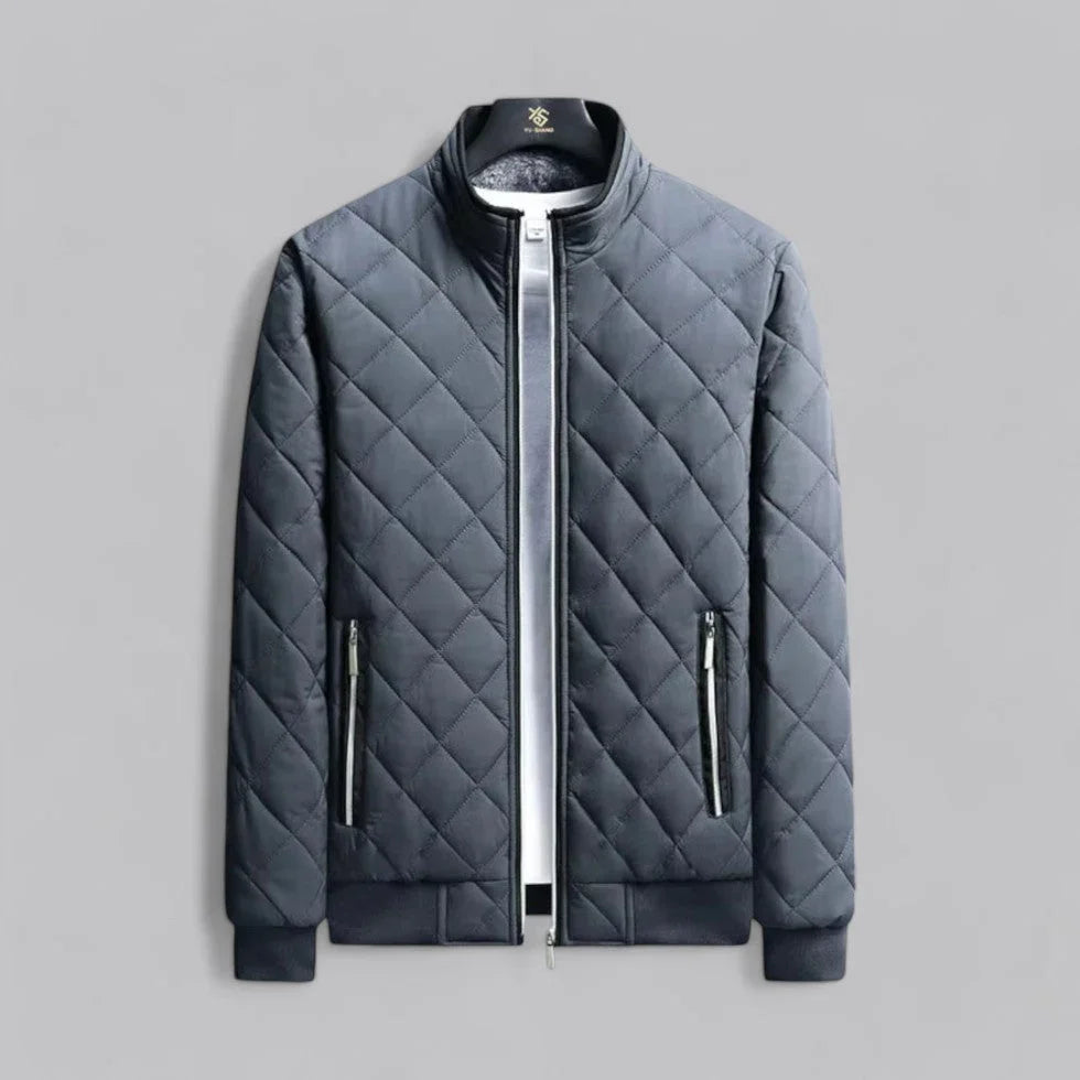 Herren Jacke Bomberstil mit Rautenstruktur und Fleecefutter für Freizeit und besondere Anlässe 4