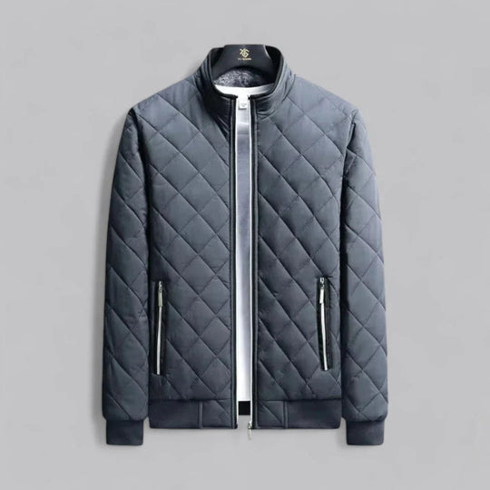 Herren Jacke Bomberstil mit Rautenstruktur und Fleecefutter für Freizeit und besondere Anlässe 4