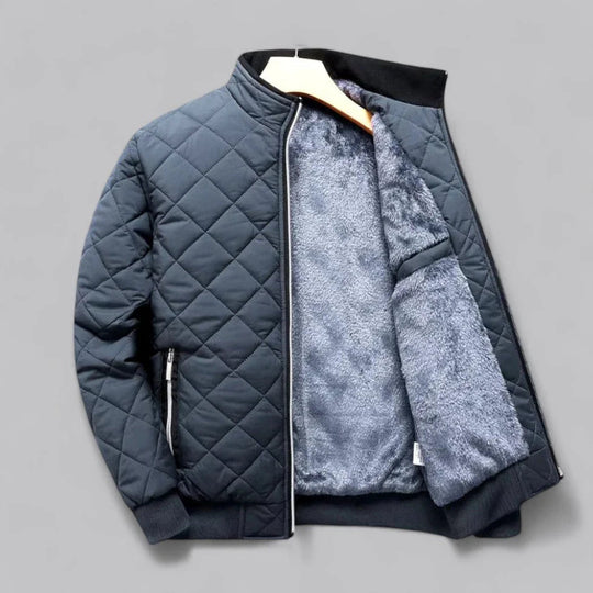 Herren Jacke Bomberstil mit Rautenstruktur und Fleecefutter für Freizeit und besondere Anlässe 5