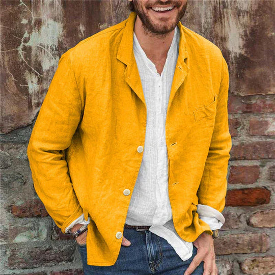 Herren Jacke Casual Leinen Leicht Atmungsaktiv für Frühling und Sommer 5