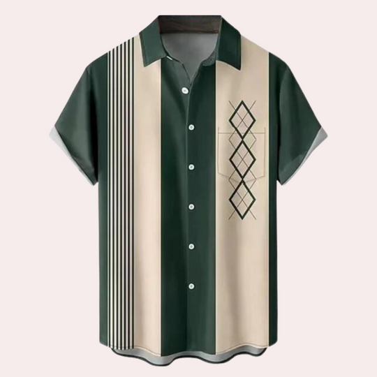 Herren Kurzarm Hemd Retro Stil 0