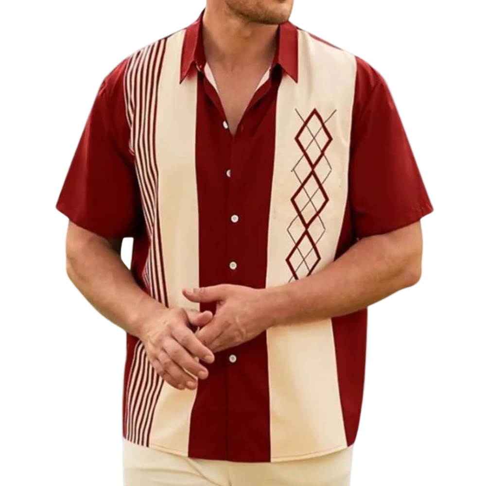 Herren Kurzarm Hemd Retro Stil 1