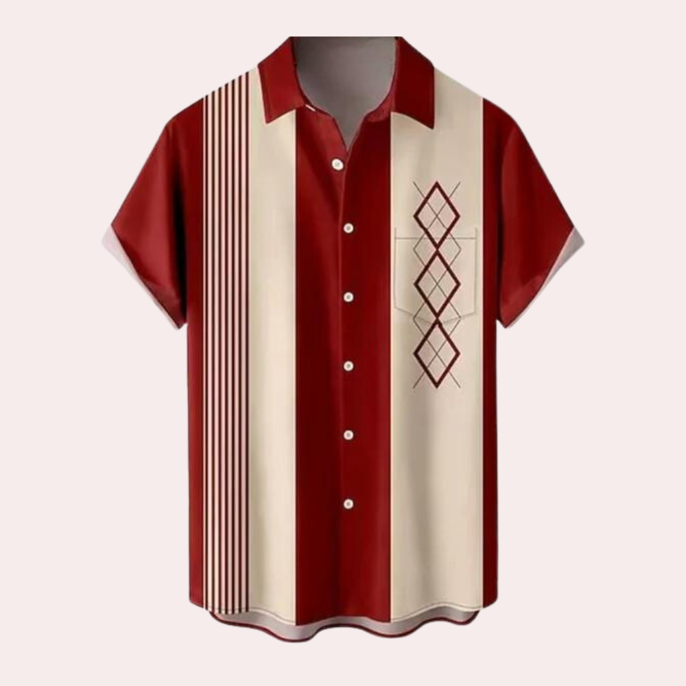 Herren Kurzarm Hemd Retro Stil 2