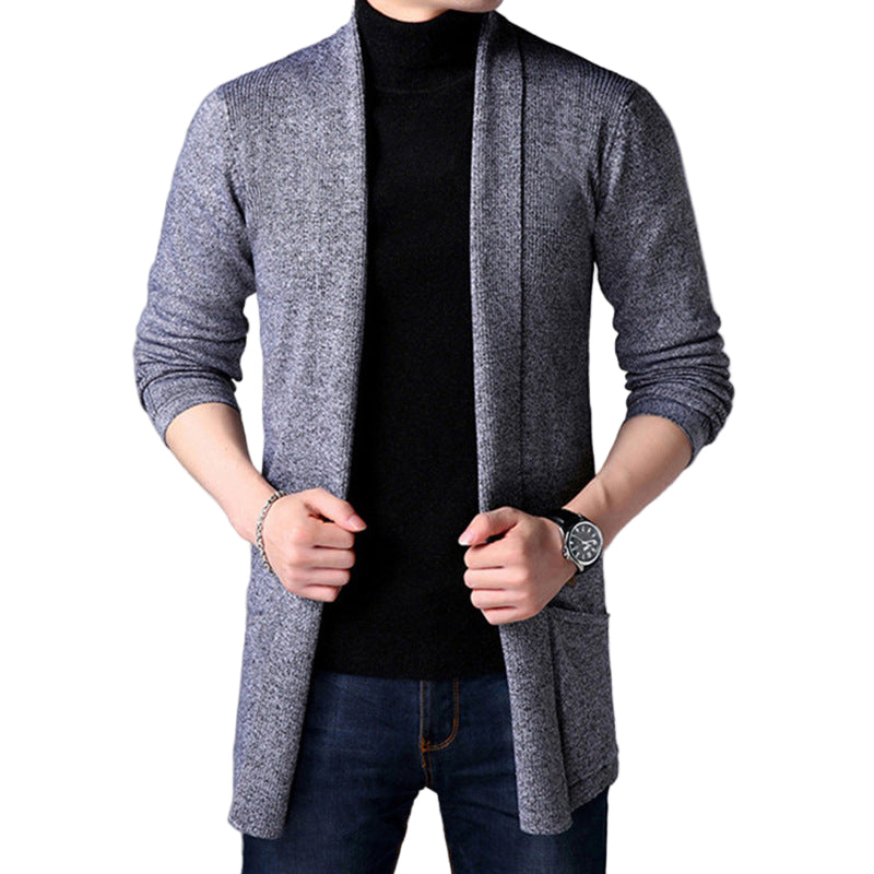 Herren Langer Cardigan Offene Vorderseite 0