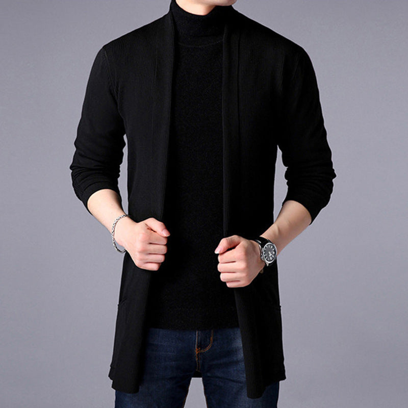 Herren Langer Cardigan Offene Vorderseite 1