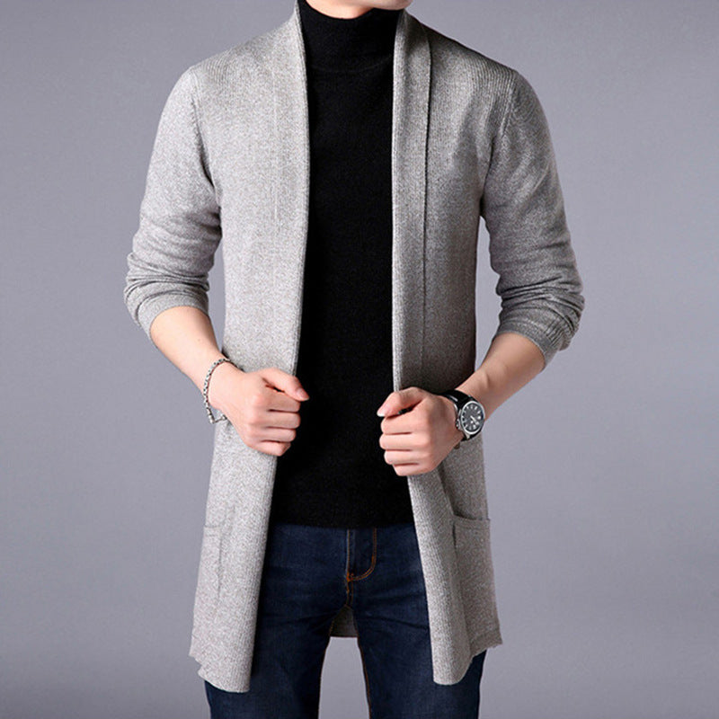 Herren Langer Cardigan Offene Vorderseite 3