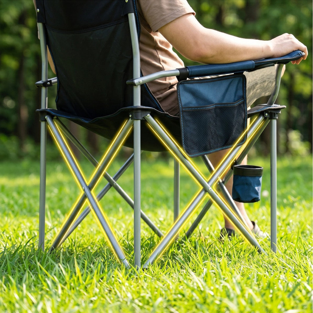 Herren Outdoor-Stuhl Klappbar mit Getränkehalter für Camping und Garten 2