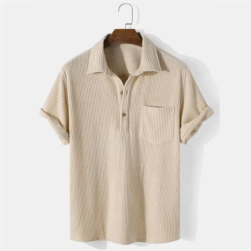 Herren Polo Shirt Waffelmuster Baumwolle 3