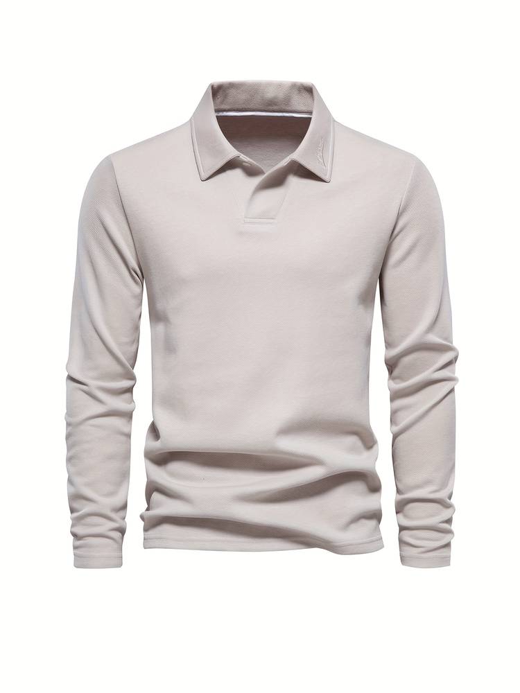 Herren Poloshirt Langarm Klassischer Kragen Atmungsaktive Baumwolle 2