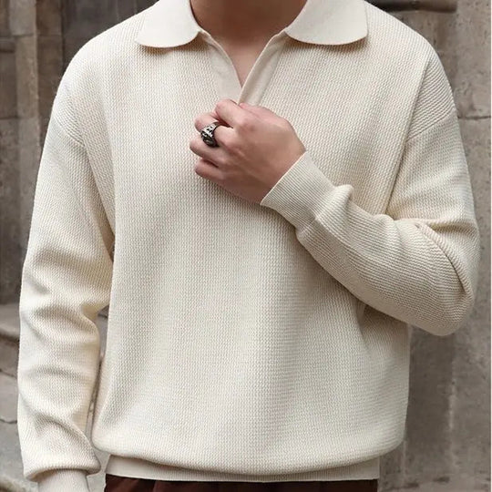 Herren Poloshirt Langarm V-Ring Stil für Zeitlosen Komfort und Eleganz 1