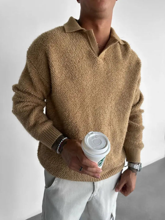 Herren Pullover Oversize mit Gestricktem Kragen für Stil und Komfort 1