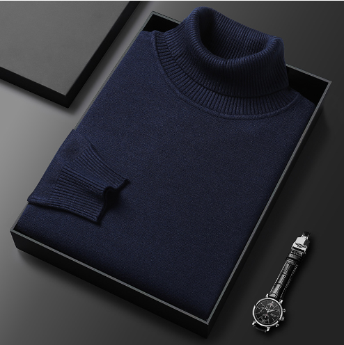 Herren Pullover mit Stehkragen und gerippten Bündchen 8
