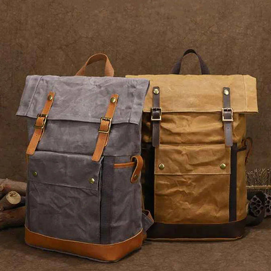 Herren Rucksack Vintage Rolltop für Reisen 6
