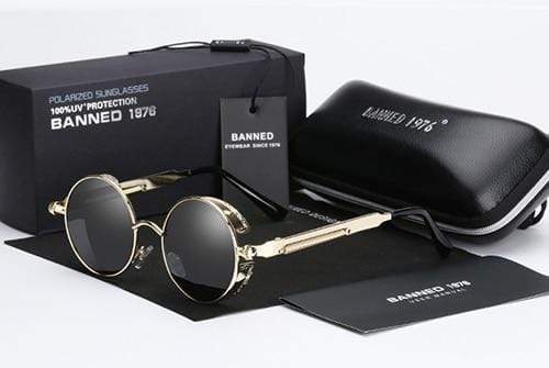 Herren Sonnenbrille Runde Steampunk-Style 3