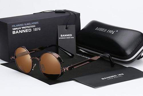 Herren Sonnenbrille Runde Steampunk-Style 4