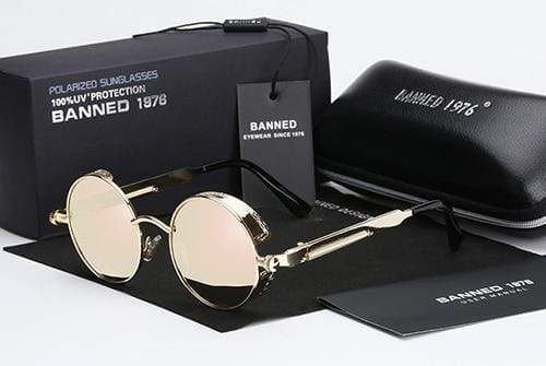 Herren Sonnenbrille Runde Steampunk-Style 5