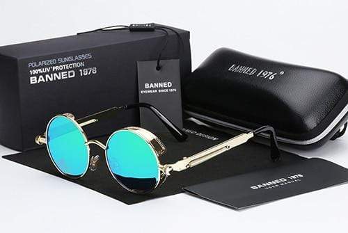 Herren Sonnenbrille Runde Steampunk-Style 6