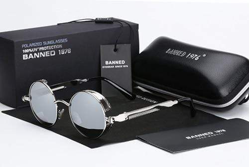 Herren Sonnenbrille Runde Steampunk-Style 7