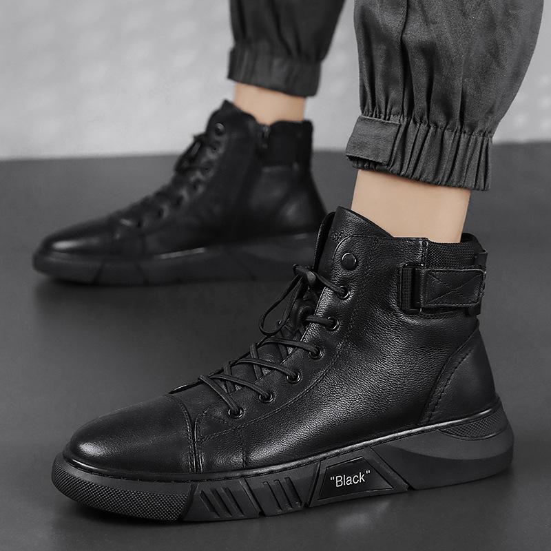 Herren Stiefel Hoch Schwarz Handgefertigt für Herbst 1