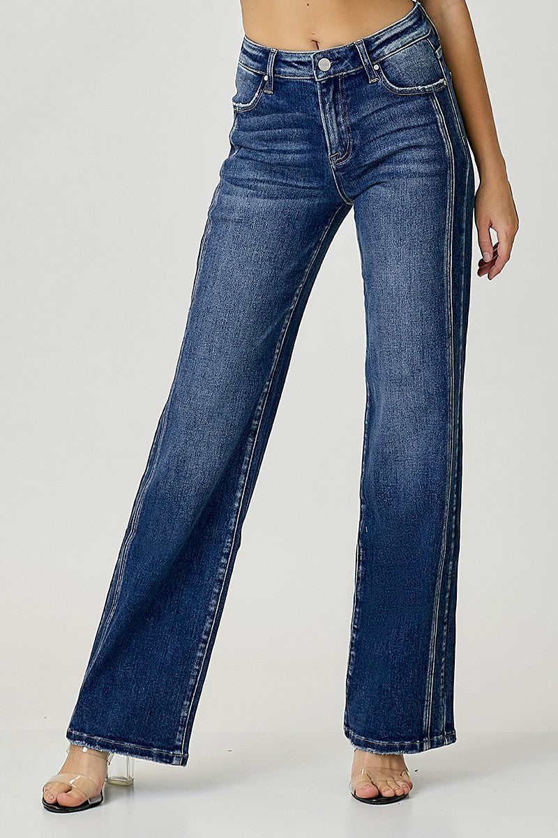 Herren Straight Jeans Mittlere Taille Dunkelblau 1