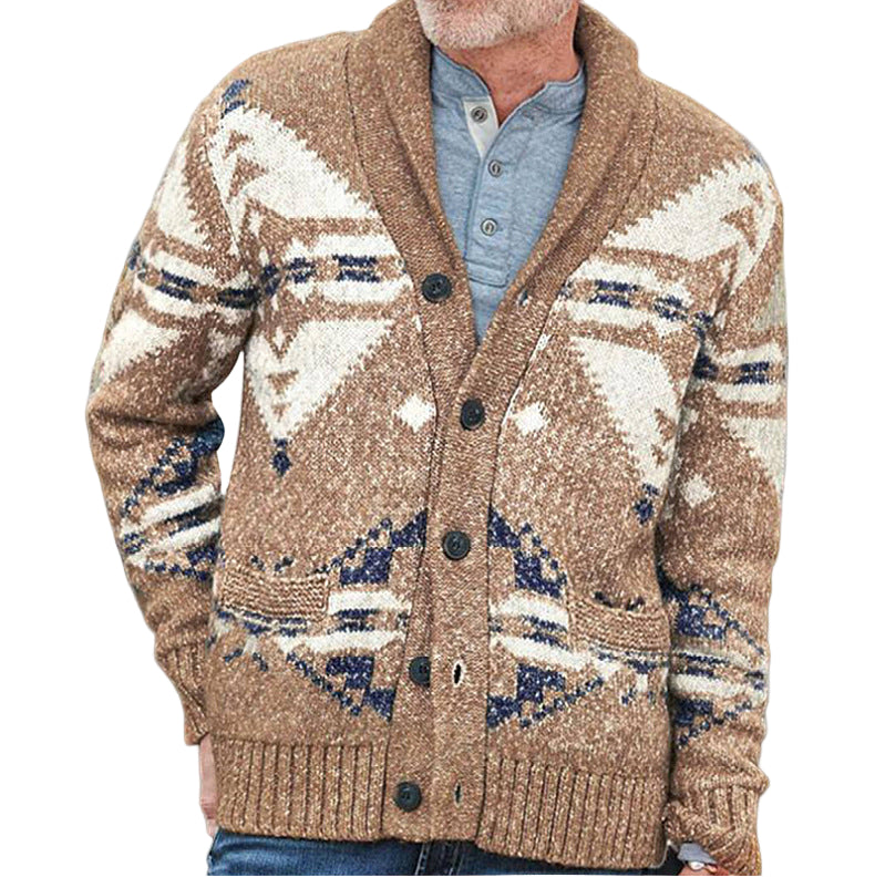 Herren Strickjacke Geometrisches Muster Modern Cardigan 0