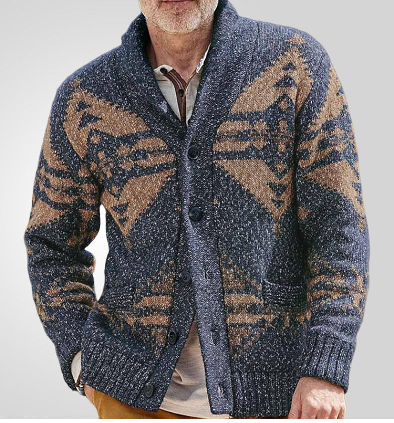 Herren Strickjacke Geometrisches Muster Modern Cardigan 1