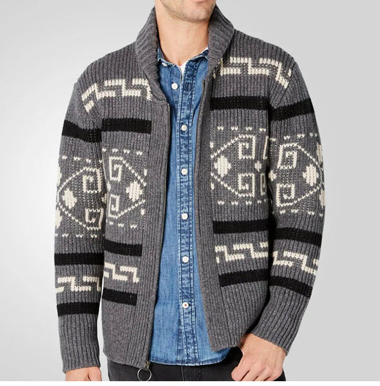 Herren Strickjacke Mit Reißverschluss Modern Schnitt Cardigan für Herbst und Winter 1