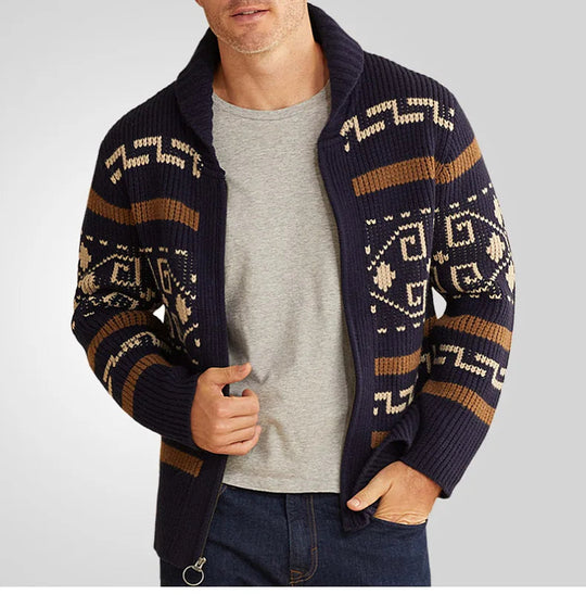 Herren Strickjacke Mit Reißverschluss Modern Schnitt Cardigan für Herbst und Winter 2