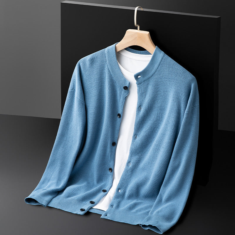Herren Strickjacke Schmal Geschnitten mit Knopfleiste und Rippdetails 1