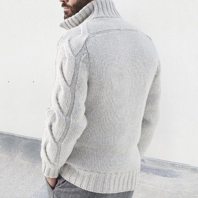 Herren Strickjacke mit Stehkragen und Zopfärmeln 1