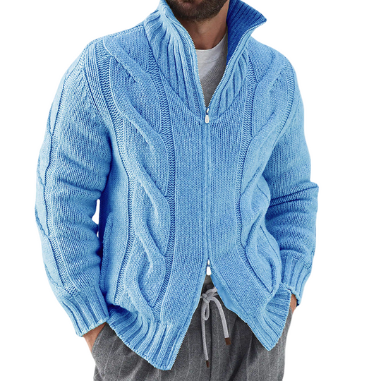 Herren Strickjacke mit Stehkragen und Zopfärmeln 3