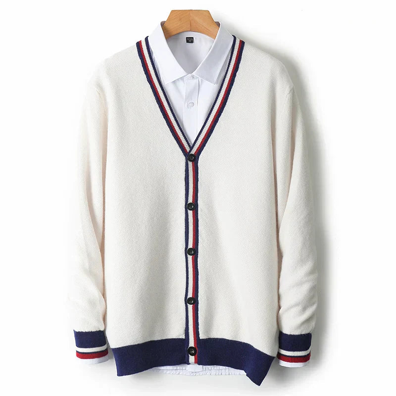 Herren Strickjacke mit V-Ausschnitt und Knopfleiste, vielseitig kombinierbar 0