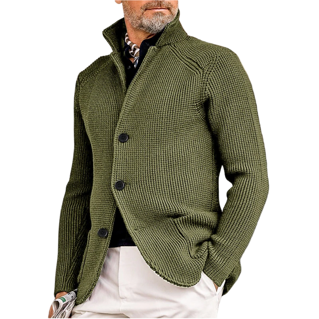 Herren Strickjacke mit hohem Kragen und Knopfleiste 0