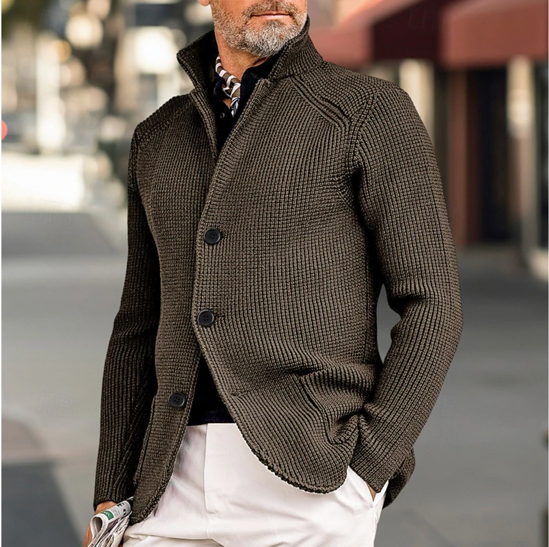 Herren Strickjacke mit hohem Kragen und Knopfleiste 4
