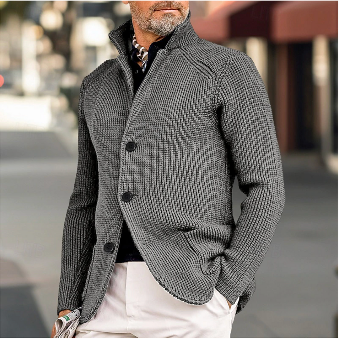 Herren Strickjacke mit hohem Kragen und Knopfleiste 5