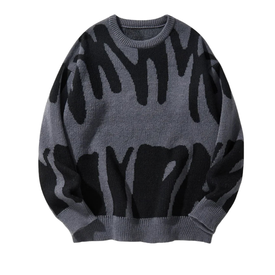 Herren Strickpullover mit grafischem Rundhalsausschnitt 0