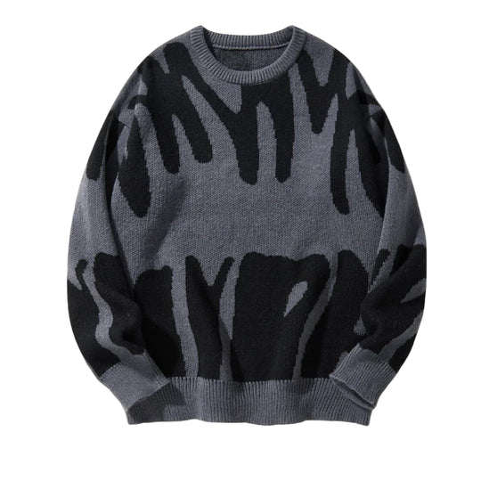 Herren Strickpullover mit grafischem Rundhalsausschnitt 0