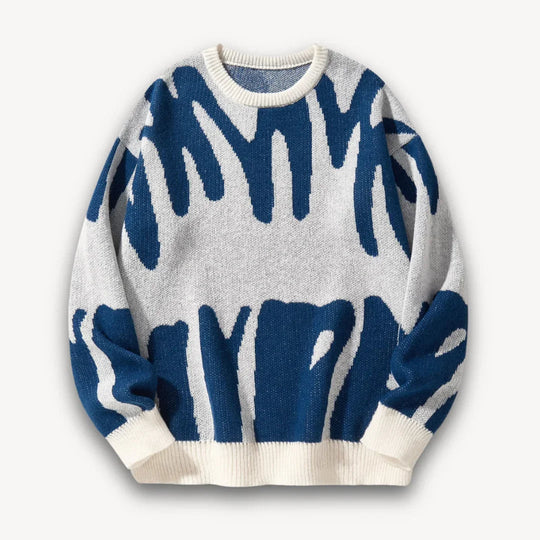 Herren Strickpullover mit grafischem Rundhalsausschnitt 2