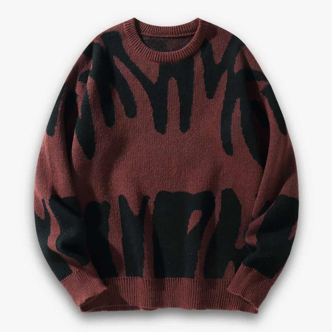 Herren Strickpullover mit grafischem Rundhalsausschnitt 3