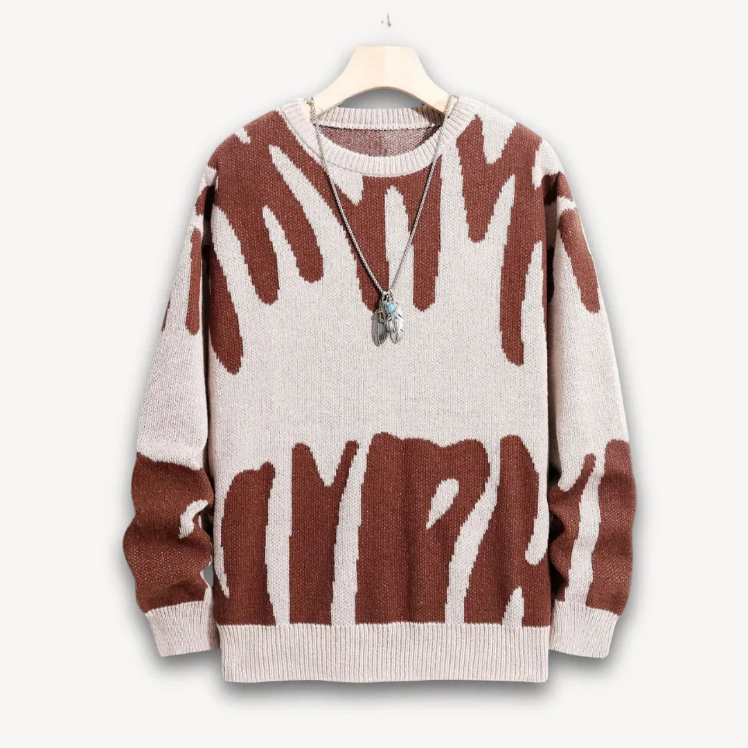 Herren Strickpullover mit grafischem Rundhalsausschnitt 5