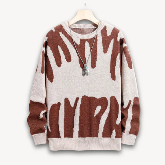 Herren Strickpullover mit grafischem Rundhalsausschnitt 5