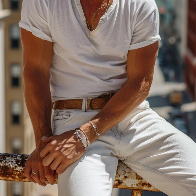 Herren T-Shirt Henley-Kragen Kurzarm Lässig 4