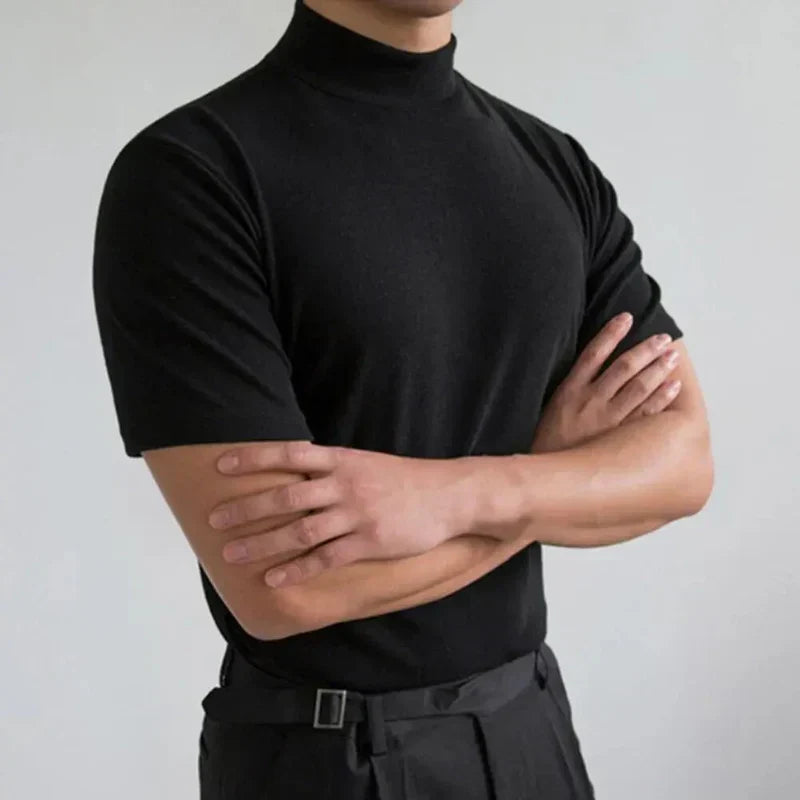 Herren T-Shirt Hochkragen Klassisch Modernes Design für Vielseitige Anlässe 1