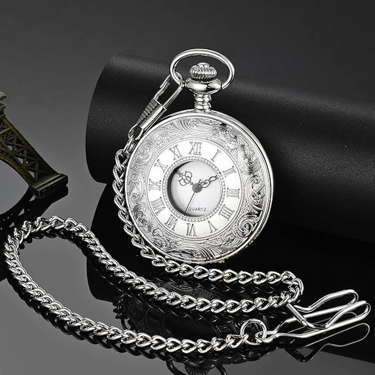Herren Taschenuhr Vintage Stil mit Kette für stilvolle Anlässe 4
