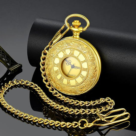 Herren Taschenuhr Vintage Stil mit Kette für stilvolle Anlässe 8