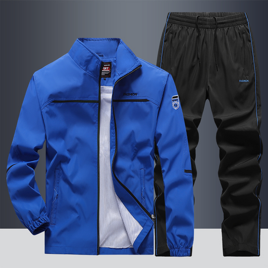 Herren Trainingsanzug Sportlich Modern mit Elastischen Bündchen, Leichtem Material und Roten Akzenten 4