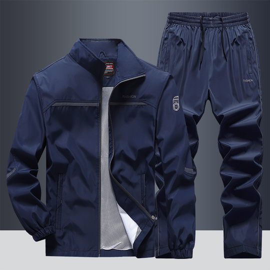 Herren Trainingsanzug Sportlich Modern mit Elastischen Bündchen, Leichtem Material und Roten Akzenten 6