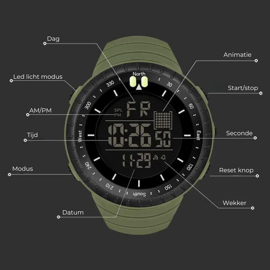 Herren Uhr Multifunktional Outdoor Mit Wasserdichtigkeit und Nachtbeleuchtung 3