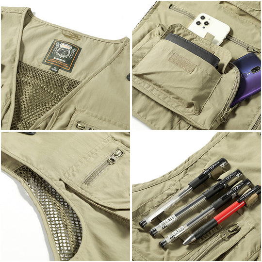 Herren Weste Outdoor Funktionsweste Viktor mit Taschen für Angeln Wandern Camping 4