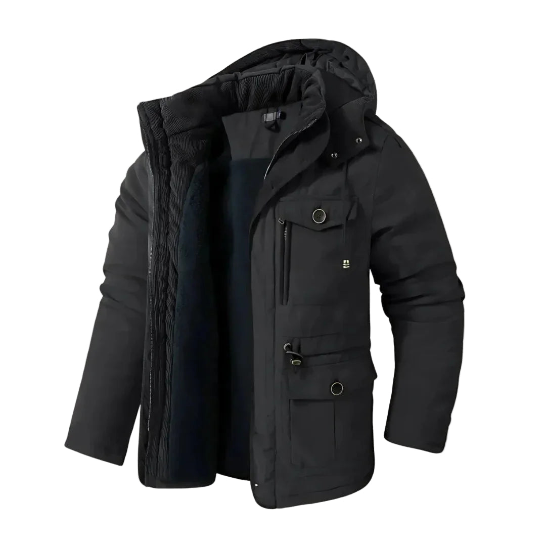 Herren Winterparka Mit Fleece-Futter Und Abnehmbarer Kapuze 0